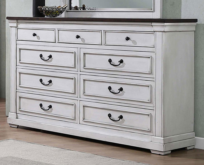 Hillcrest 9-drawer Dresser Dark Rum and White image