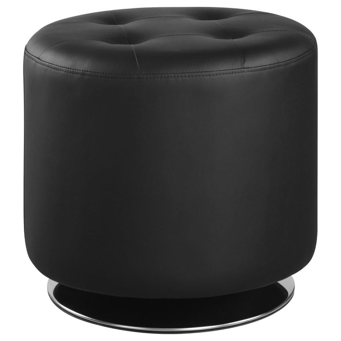 Bowman Round Upholstered Ottoman Black image