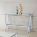 Saide Rectangular Sofa Table with Mirrored Shelf Chrome image