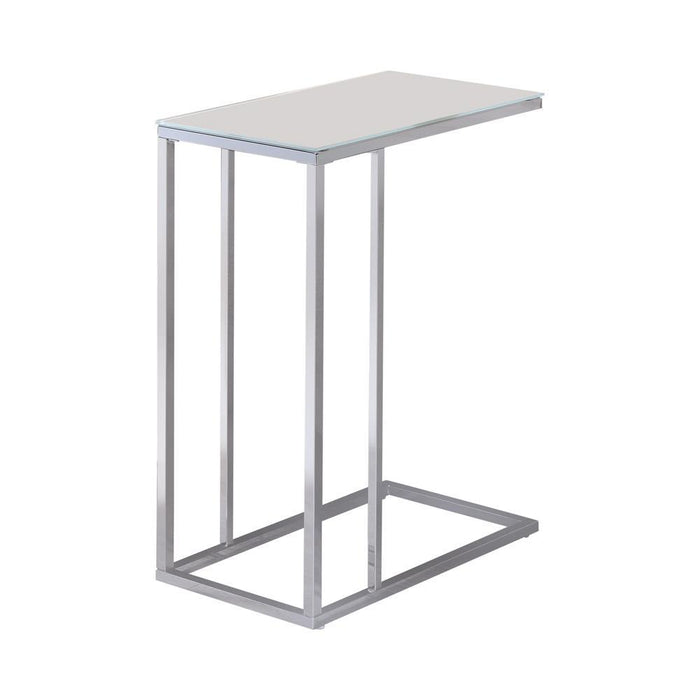 Stella Glass Top Accent Table Chrome and White