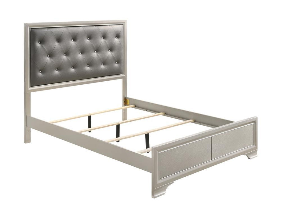 Salford Queen Panel Bed Metallic Sterling and Charcoal Grey