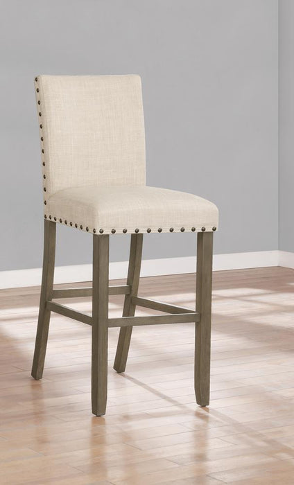 Ralland Upholstered Bar Stools with Nailhead Trim Beige (Set of 2)