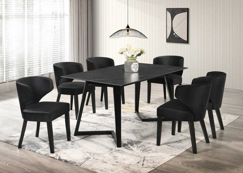 Hamilton ONYX Black Dining Table + 6 Chair Set