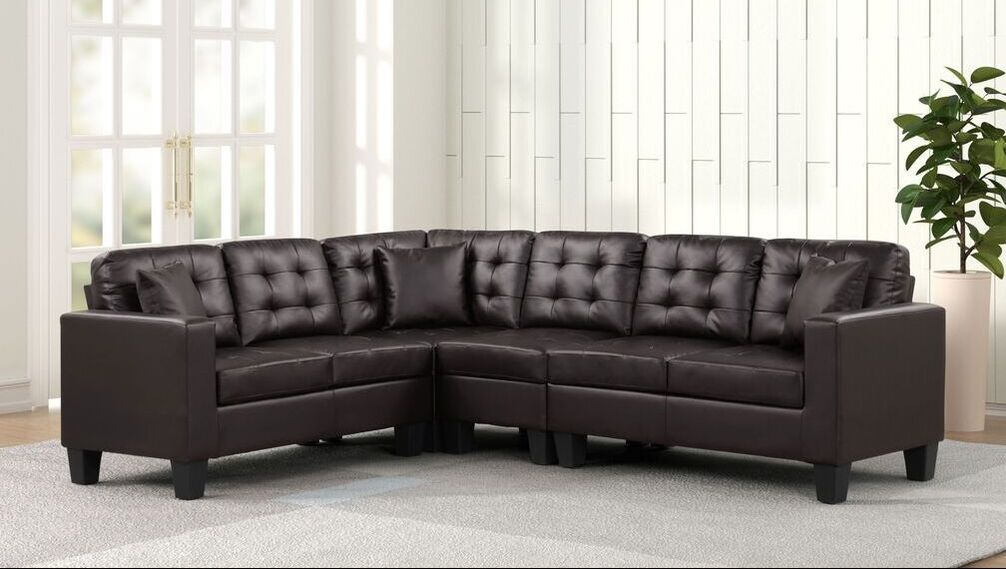 Logan Espresso - Reversible Sectional (Leather Gel)