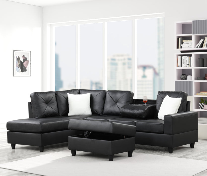 Rocket PU Reversible Sectional (Black)